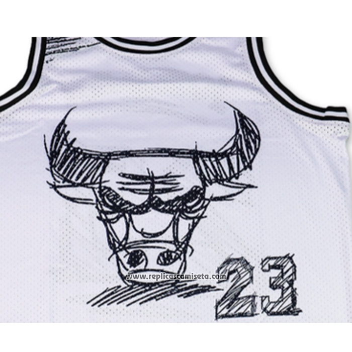 Camiseta Chicago Bulls Michael Jordan NO 23 Mitchell & Ness 1997-98 Blanco1